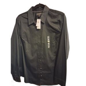Banana Republic Black Tailored Fit Button-Up Shirt Size 16 NWT
